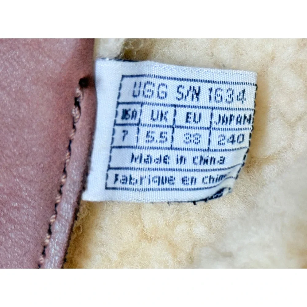 UGG Australia Sunburst Tall Brown Suede Lace Up Shearling Boots 1634 Womens 7
